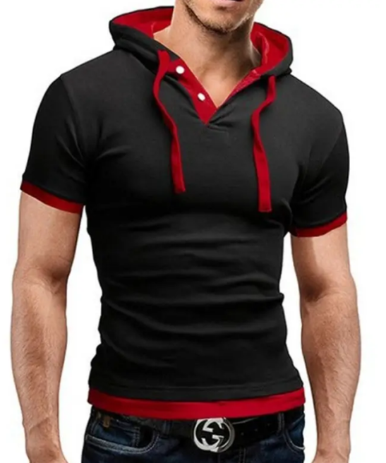 Men's T Shirt 2024 Summer Slim Fitness Hooded Short-Sleeved Tees Male Camisa Masculina Sportswer T-Shirt Slim Tshirt Homme 3XL