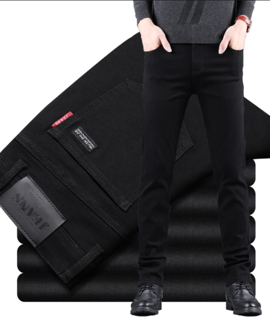 2024 New Fashion Men's Classic Business Jeans Slim Fit Stretch Jeans High Quality Luxury Clothing Black