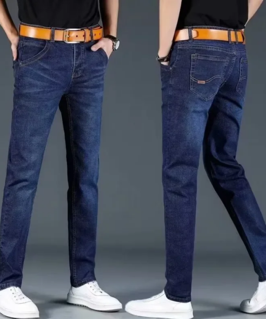 Men's Jeans 2024 Spring Straight Leg Casual Comfortable Fashion Solid Color Design Sense Work Pants for Men джинсы мужские