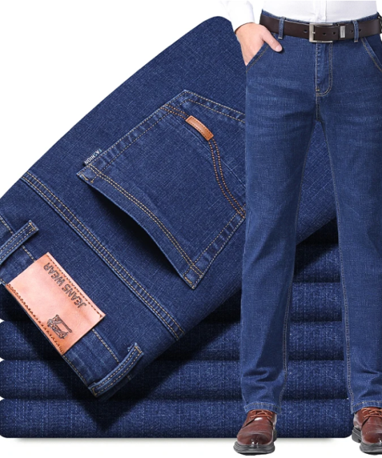 Autumn and Winter Style Men's Stretch Jeans Straight Versatile Long Jeans