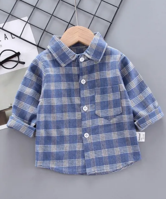 2024 Korean Fashion Children Tops Boys Buffalo Plaid Flannel Shirt Baby Casual Shirt Outerwear Clothes Autumn Girls Blouses 0-5T
