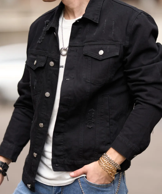 2024 Men Streetwear Fashion Slim Denim Jacket High quality Male Simple solid Casual Jacket Coat