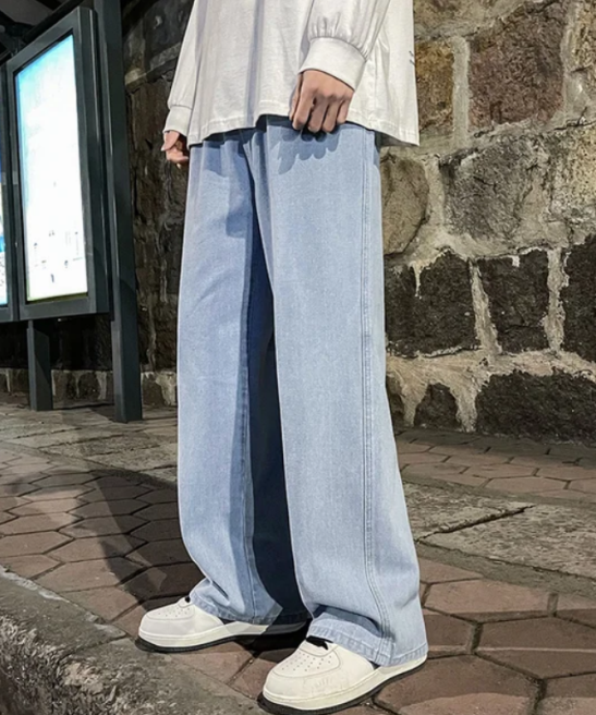 2023 Men's Jeans Korean Version Student Casual Pants High Street Straight Loose Wide Leg Jeans Black Grey Blue Baggy Jeans