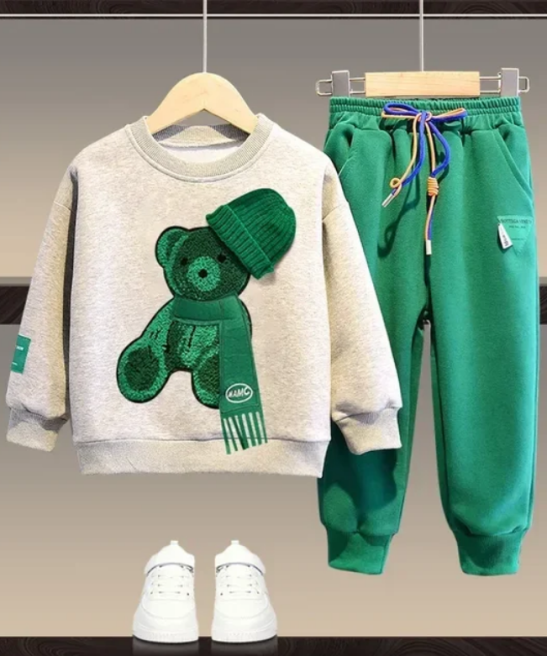 Autumn Baby Girl Boy Clothes Set Children Sports Cartoon Bear Sweatshirt Top and Pants Buttom Two Piece Suit Cotton Tracksuit